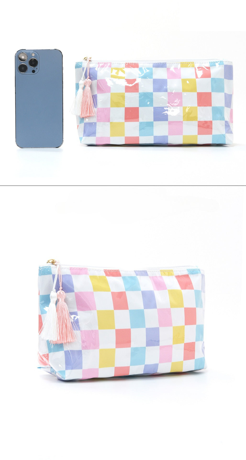 Waterproof Zipper Essentials Bag with Tassels