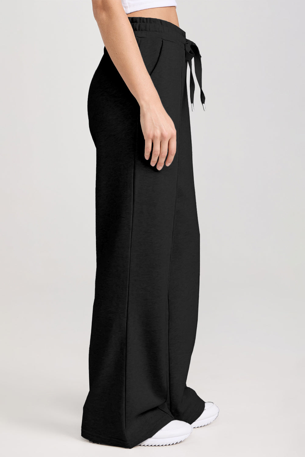Solid Collared Sweatshirt and High Waist Pants Active Set