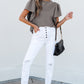 Solid Textured Flutter Sleeve Top