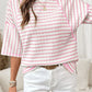 Knit Split Hem Half Sleeve Loose Top