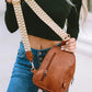 Camel Vintage Guitar Strap PU Leather Sling Bag