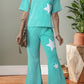 Floral Patch Exposed Seam Raw Edge Pants Set