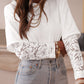 Lace Long Sleeve Insert Drop Shoulder Tee