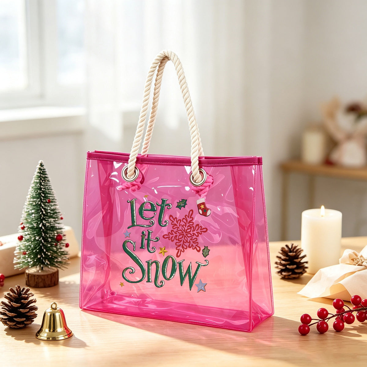 Custom Name Clear Purple Beach Tote Bag