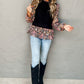 Contrast Floral Sleeve Peplum Sweater