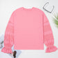 Drop Shoulder Lace Ruffled Sleeve Patchwork Loose Sweatshirt