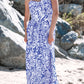 Floral Print Spaghetti Strap High Waist Maxi Dress