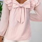 Textured Flutter Sleeve Square Neck Bow Back Mini Dress