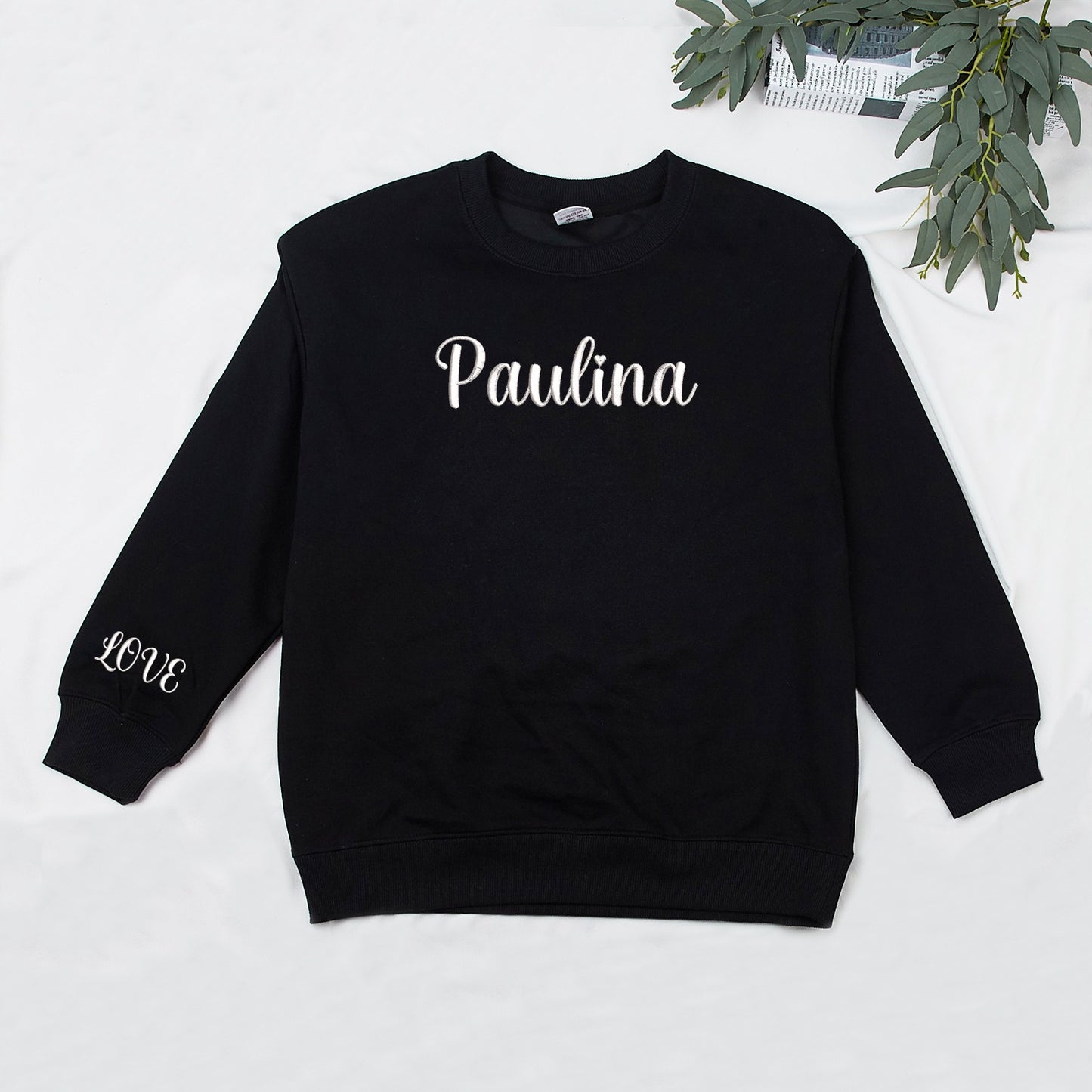 Custom Embroidered Text Crewneck Sweatshirt Round Neck Hoodie