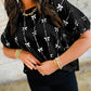 Bow Print Puff Short Sleeve Top