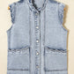 Pocket Button Front Denim Vest