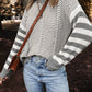 Stripe Geometric Textured Sweater