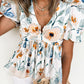 (Pre order 5.5)Floral Puff Sleeve Babydoll Blouse