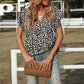 V-neck Short Sleeve Fashion Print Fantasy Fluttering Blouse