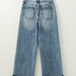 High Rise Button Zip Fly Medium Wash Jeans