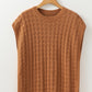 Round Neck Textured Knit Sweater Vest