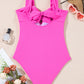 Cut out Twist Bowknot Backless One Piece Swimsuit