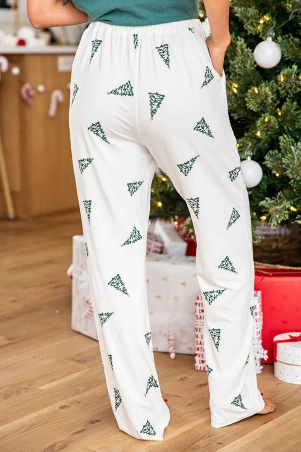 Christmas Tree Print Tee+Pants Lounge Set