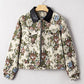 Floral Print Zip Up Contrast Collared Jacket