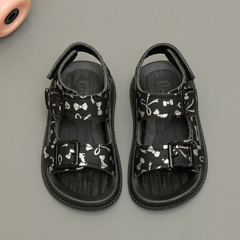 Children’s Glitter Ribbon Soft Soled Sandals