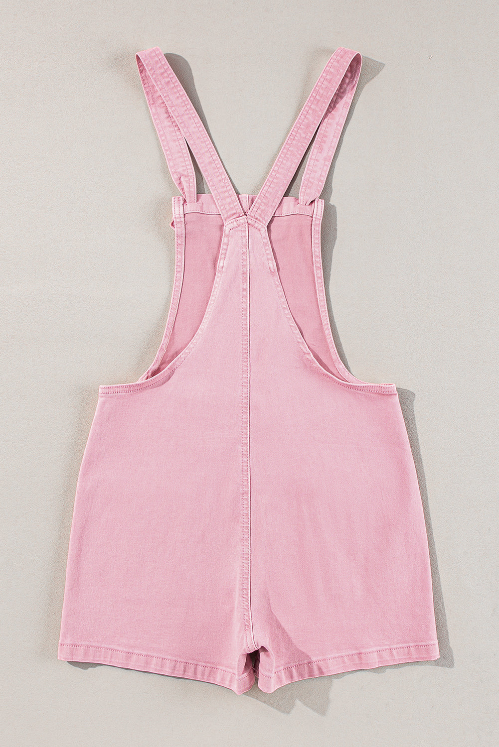 Solid Color Knot Straps Denim Romper with Pockets