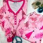 Christmas Tree Print V Neck Buttoned Pullover and Drawstring Pants Lounge Set