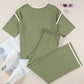 Contrast Trim Half Sleeve Top Drawstring Pants Loose 2pcs Sweater Suit