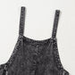Light Wash Frayed Exposed Seam Wide Leg Denim Overall