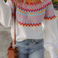 Ethnic Geometric Colorblock Print Drop Shoulder Sweater