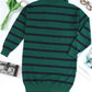 Striped O-ring Zip Collared Loose Sweater Mini Dress