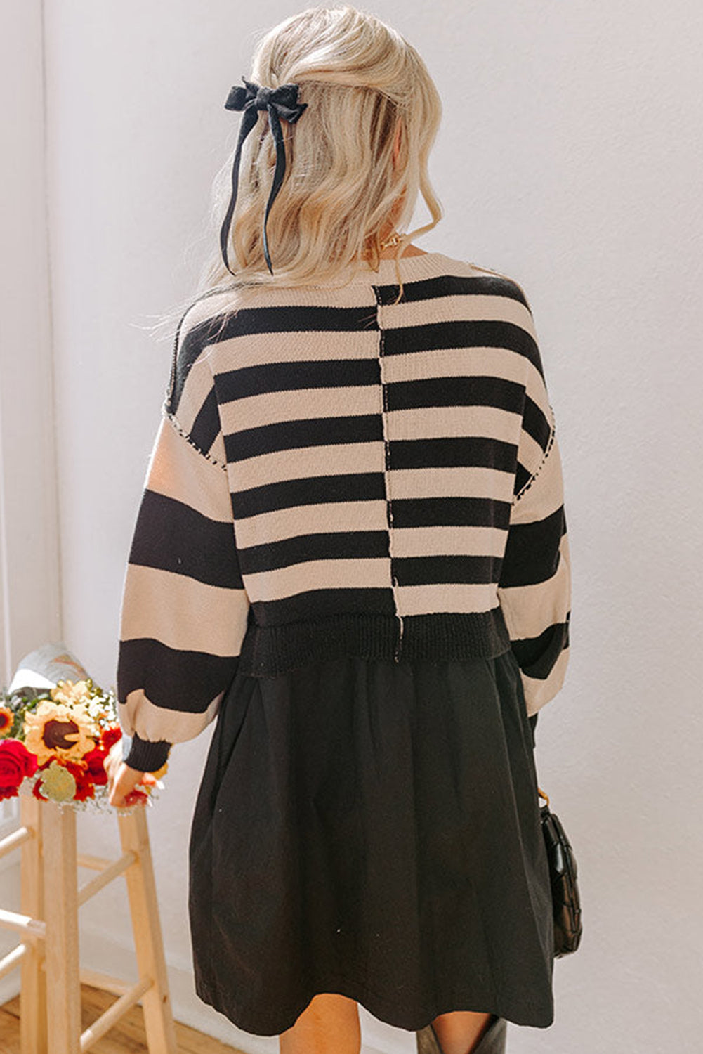 Two in One Knitted Top High Waist Splicing Hem Sweater Dress