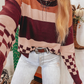 Block Knitted Drop Shoulder Sweater