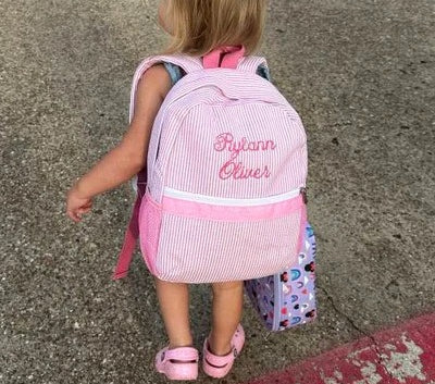 Custom-Embroidered Seersucker Kids' Backpack / Students Schoolbag