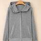 Splicing Zip Up Front Button Hooded Jacket