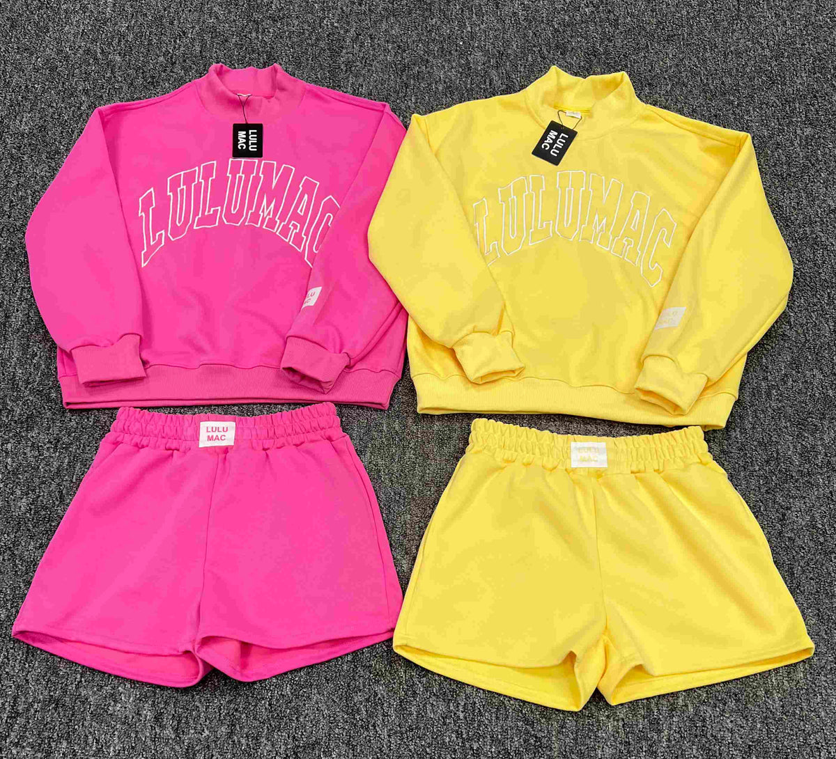 Solid-color Mock-neck Set