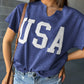 USA Patch Notched Neck Loose Tee