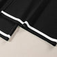 Contrast Trim Half Sleeve Top Drawstring Pants Loose 2pcs Sweater Suit