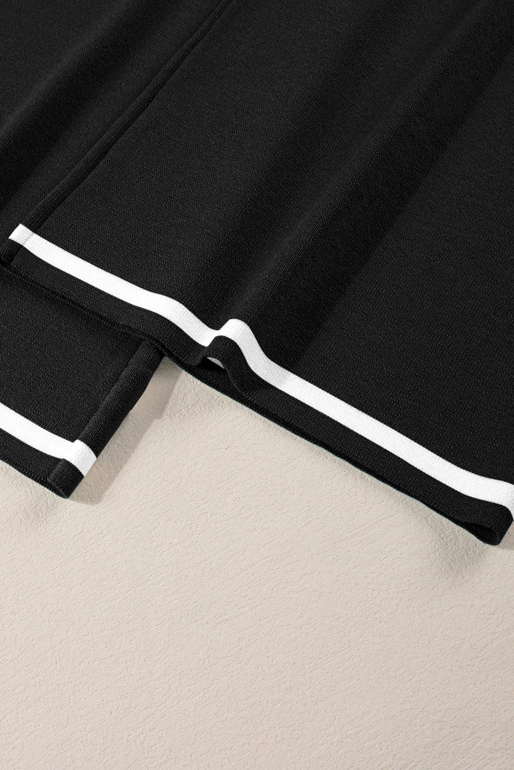 Contrast Trim Half Sleeve Top Drawstring Pants Loose 2pcs Sweater Suit