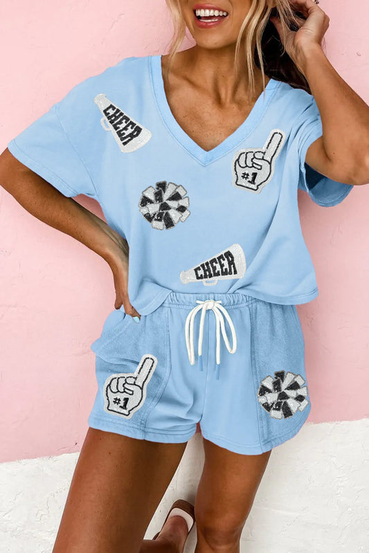 Game Day No.1 Cheer Graphic V Neck Short Set