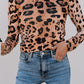 Leopard Round Neck Long Sleeve Slim Top