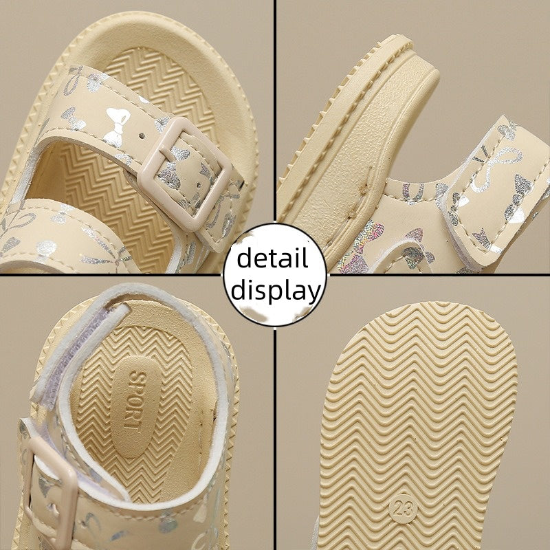 Children’s Glitter Ribbon Soft Soled Sandals