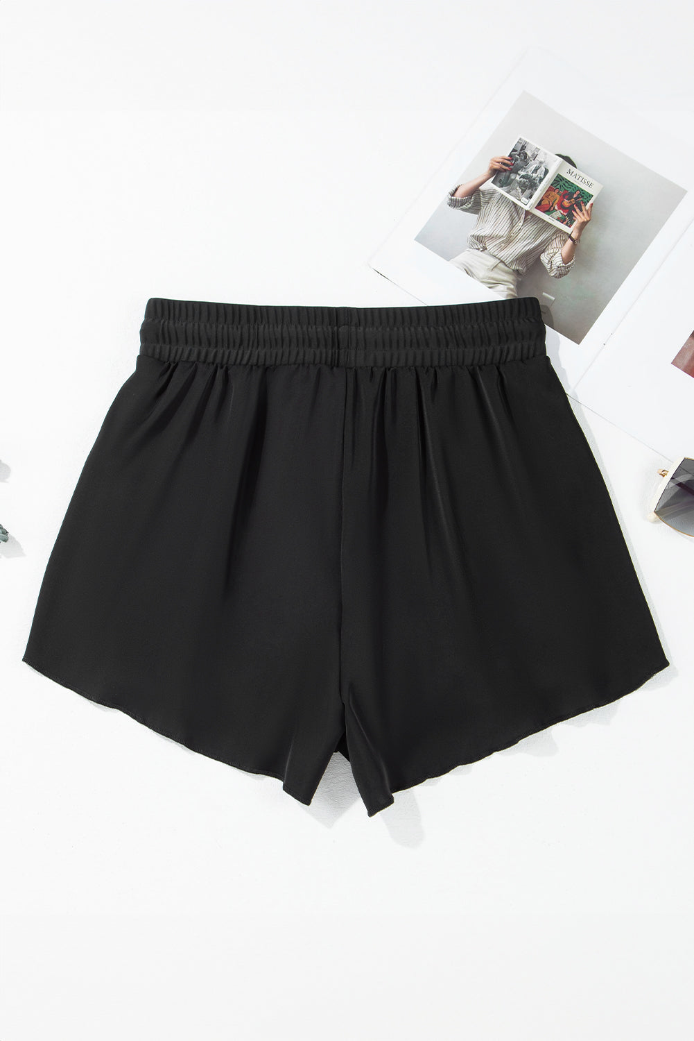 High Waisted Drawstring 2-in-1 Side Pocket Color Block Bikini Shorts
