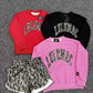 Women's Camo Letter Patch Pullover Sweatshirt & Matching Camouflage Athletic Shorts Set