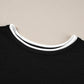 Contrast Trim Half Sleeve Top Drawstring Pants Loose 2pcs Sweater Suit