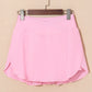 Solid Pocketed Crossover High Waist Swim Skort