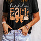 Hello Fall Thanksgiving Bow Pumpkin Graphic Tee