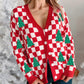 Christmas Tree Pattern Button V Neck Cardigan Sweater