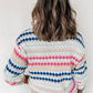 Eyelet Patterned Drop Shoulder Sweater