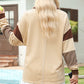 Block Striped Patchwork Sequin Rugby Graphic Polo Sweatshirt