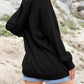 Shoulder Exposed Seam V Neck Hoodie with Pockets